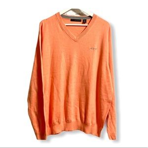 Greg Norman Orange V-Neck Golf Sweater - XL